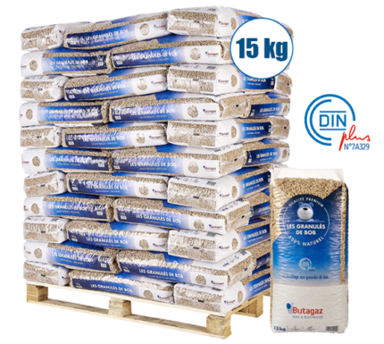 Granulés de bois Butagaz, palette de 66 sacs de 15kg
